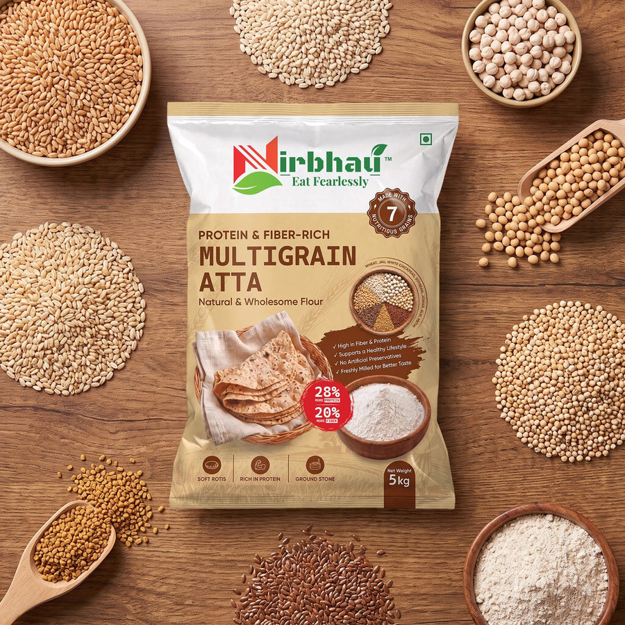 Nirbhau Multigrain Atta – 7 Grain Protein & Fiber Rich | 5 kg - Nirbhau Foods
