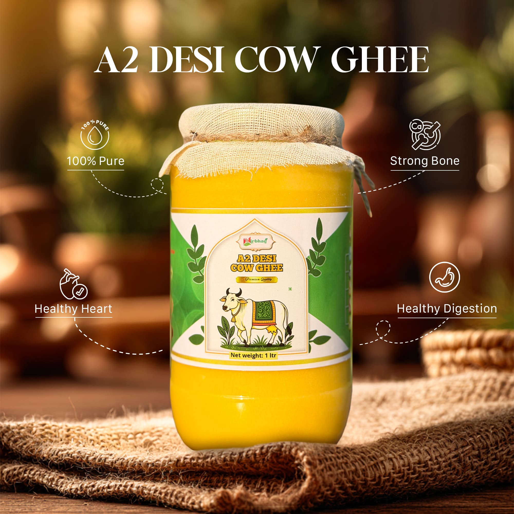 A2 Desi Cow Ghee - Nirbhau Farms