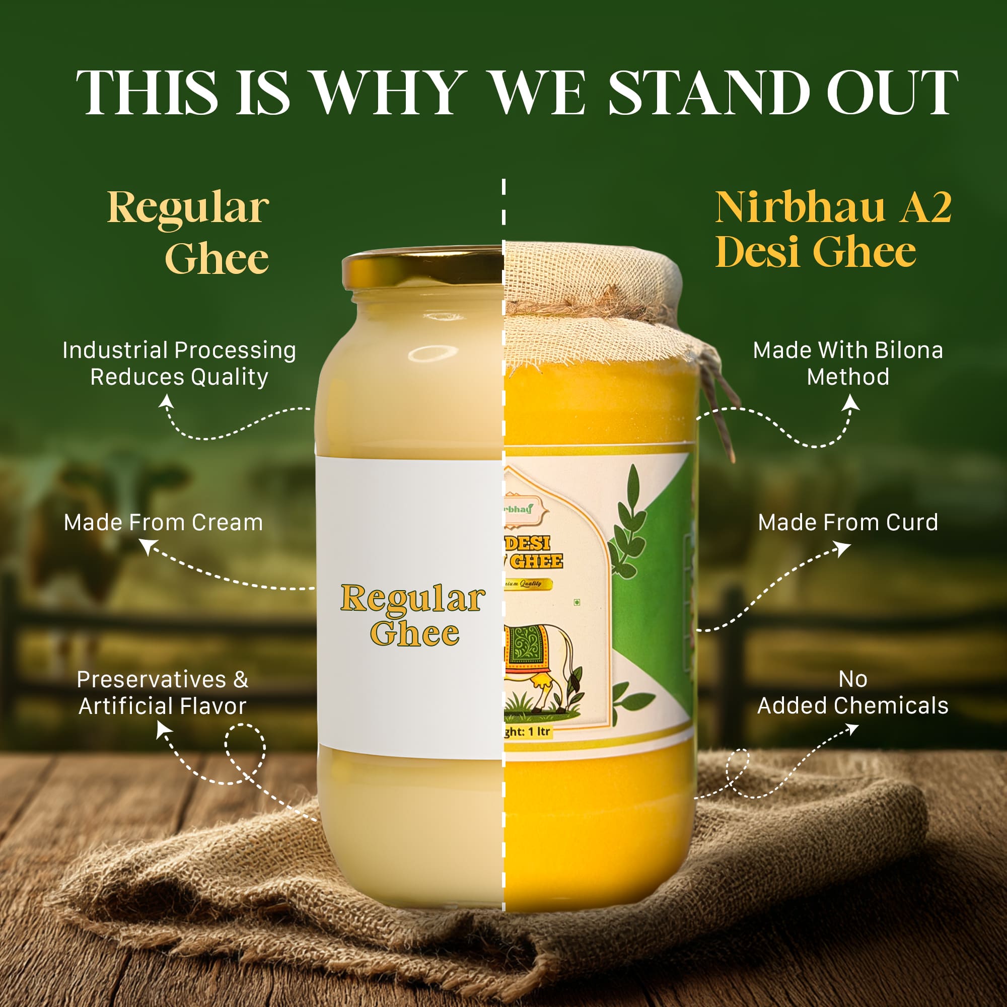 A2 Desi Cow Ghee - Nirbhau Farms