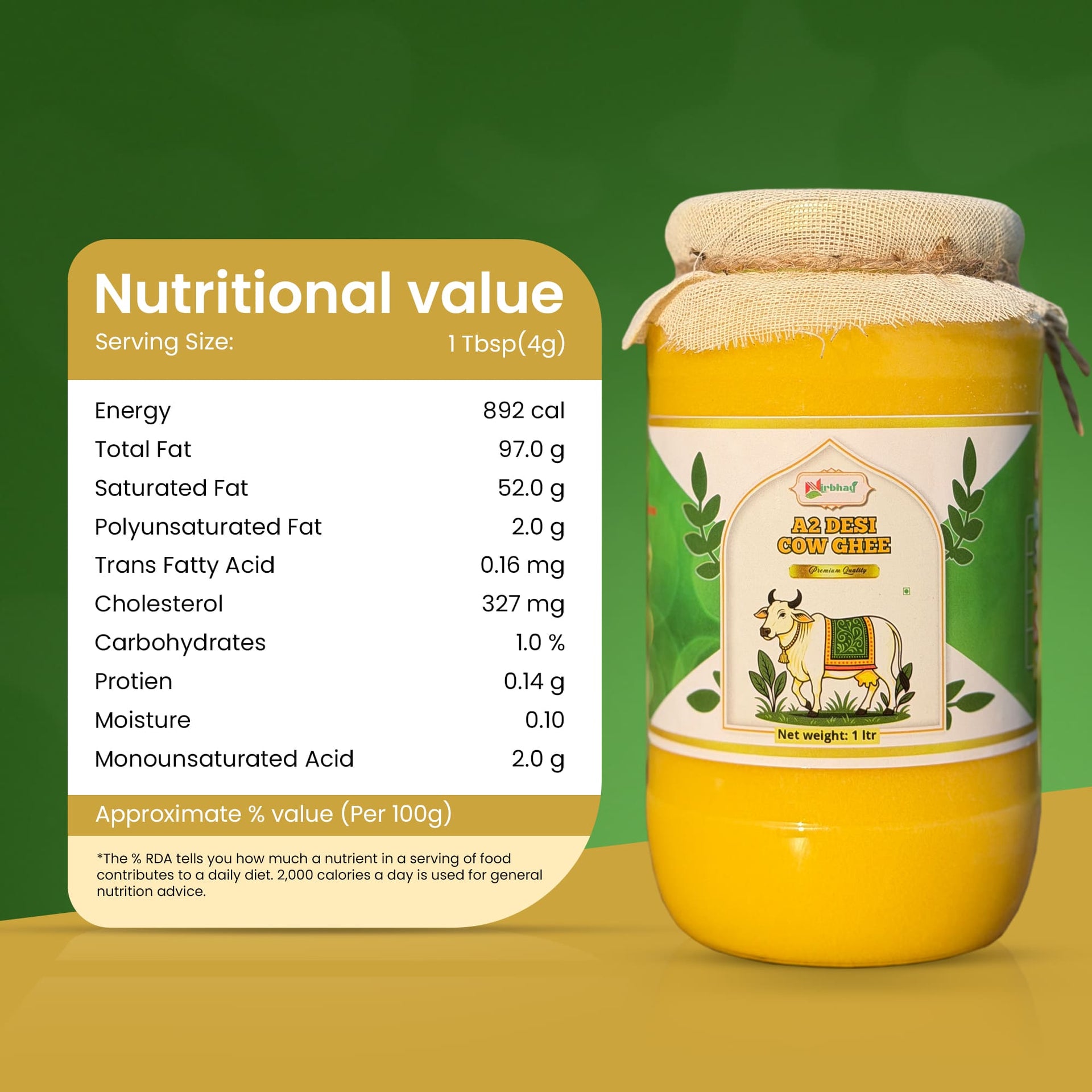 A2 Desi Cow Ghee - Nirbhau Farms