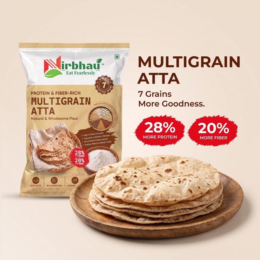 Nirbhau Multigrain Atta – 7 Grain Protein & Fiber Rich | 5 kg - Nirbhau Foods