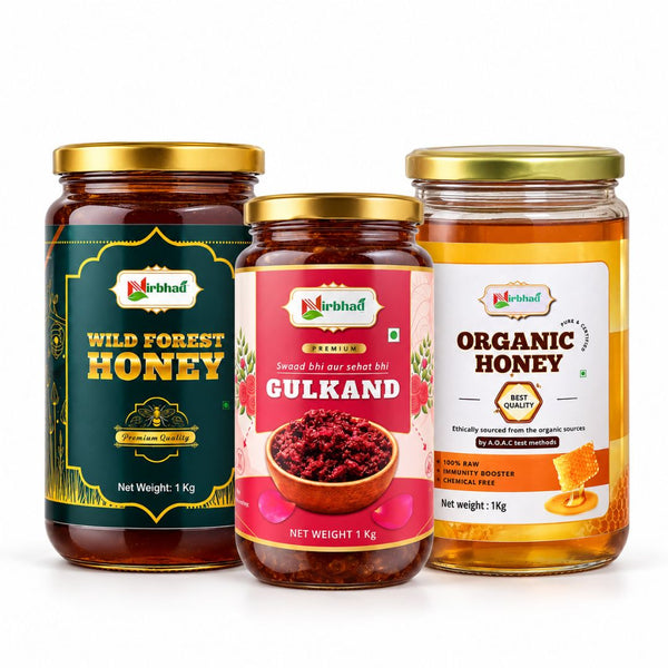 1kg Gulkand + 1kg Wild Honey + 1kg Organic Honey - Nirbhau Foods